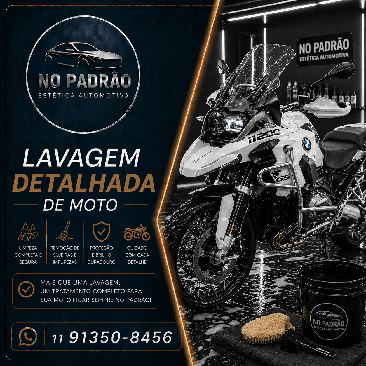 🔷 Lavagem Detalhada de Motos