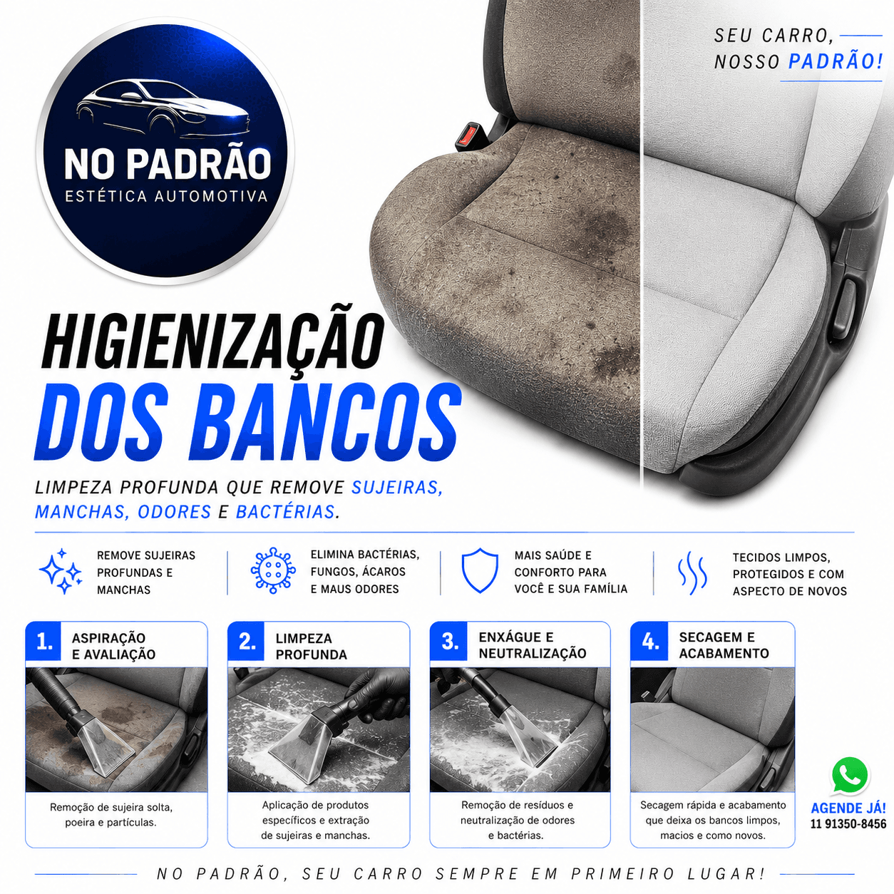 🔷 Higienização dos Bancos
